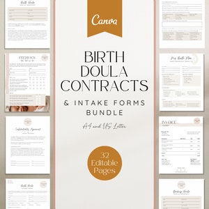 Birth Doula Contracts and Intake Forms Bundle for New Clients, Birth Doula Intake Forms, Birth Doula New Client Bundle, Doula Templates