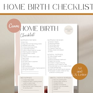 Checklist geboorte thuis, benodigdheden voor thuisbevalling, doula-folder geboorte, doula-sjabloon, geboorteplan, educatie bevalling, bewerkbare doula-folder