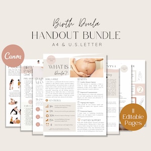 Birth Doula Handout Bundle, Birth Doula Client Handouts, Childbirth Education, Doula Templates, Labor and Delivery, Pregnancy Education