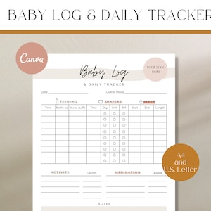 Registro e tracker del bambino, Tracker giornaliero del bambino, Tracker della cura del neonato, Registro della cura del neonato, Registro del bambino, Doula post-partum, Modello di doula, Cura del neonato
