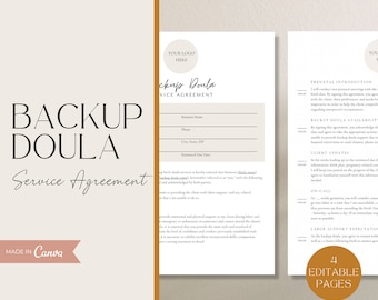 Backup Doula Contract, Backup Doula Service Agreement, Contract for Backup Doula Service
