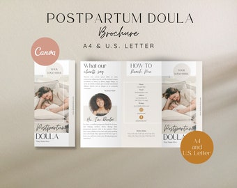 Postpartum Doula Trifold Brochure Template: Doula Business Marketing