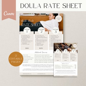 Doula Rate Sheet Template, Doula Pricing Guide, Birth Doula Price Sheet, Doula Template, Postpartum Doula, Doula New Client Forms