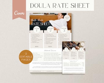 Doula Rate Sheet Template, Doula Pricing Guide, Birth Doula Price Sheet, Doula Template, Postpartum Doula, Doula New Client Forms