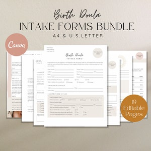 Doula Intake Forms Bundle for New Clients, New Client Intake Forms Bundle, New Client Bundle for Birth Doulas, Birth Doula Intake Forms