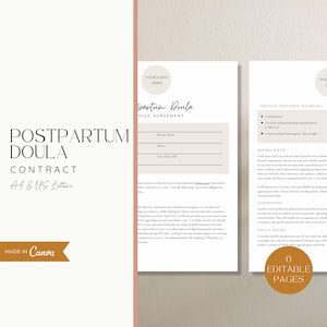 Postpartum Doula Contract, Postpartum Doula Service Agreement, Postpartum Planning, Doula Contract, Doula Template, Doula Client Contract