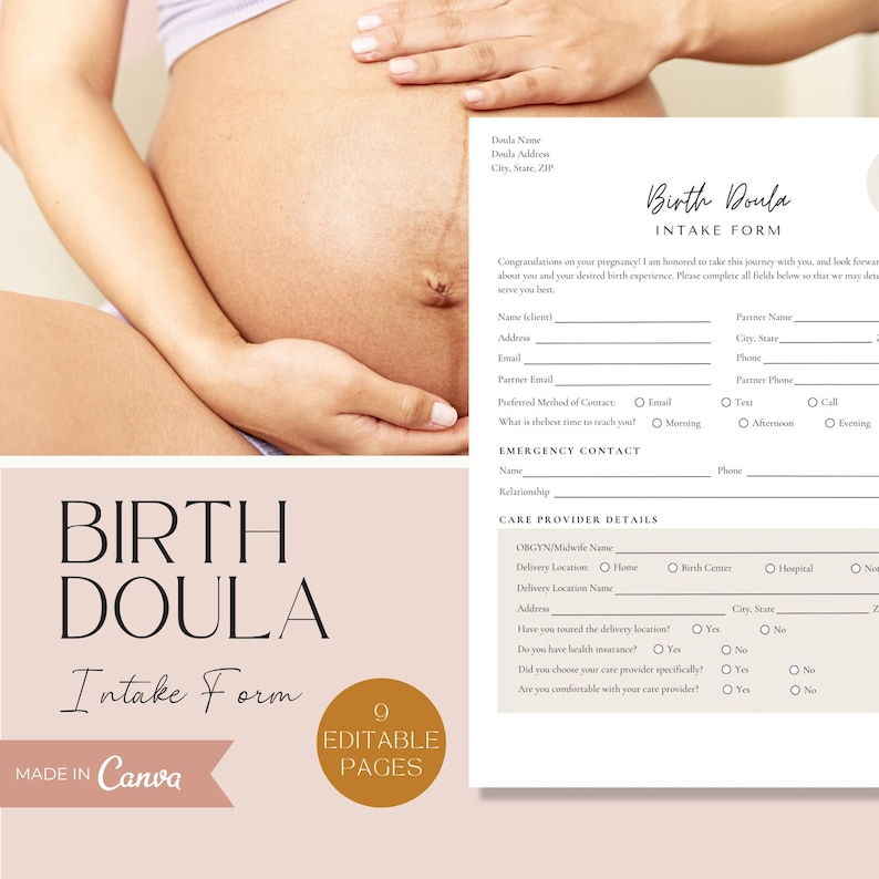 Doula Intake Form, Doula Intake Questionnaire, Doula Client ...