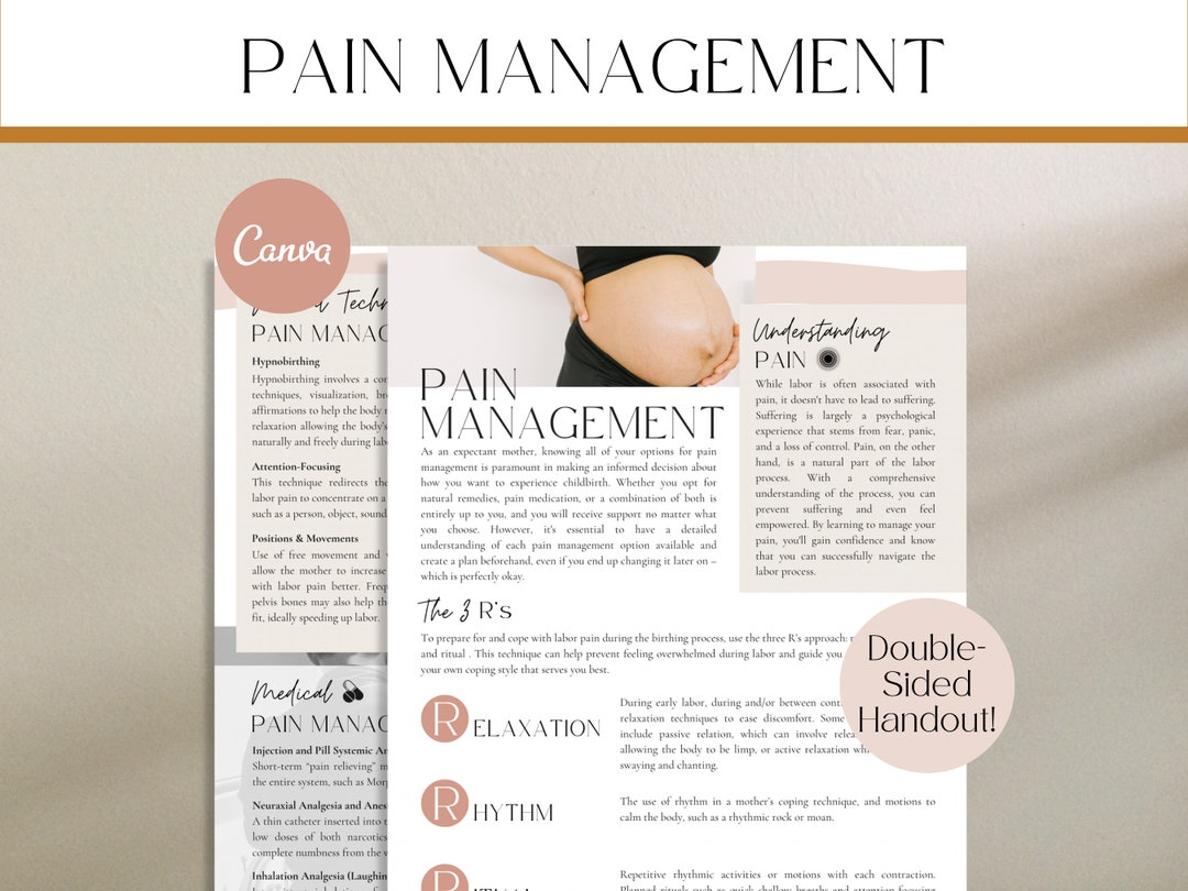Labor Pain Management Handout, Natural Pain Management, Labor Pain