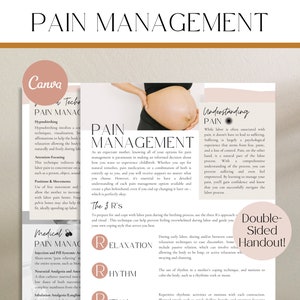 Labor Pain Management Handout, Natural Pain Management, Labor Pain Medicine, Childbirth Education, Doula Handout, Labor Comfort Measures