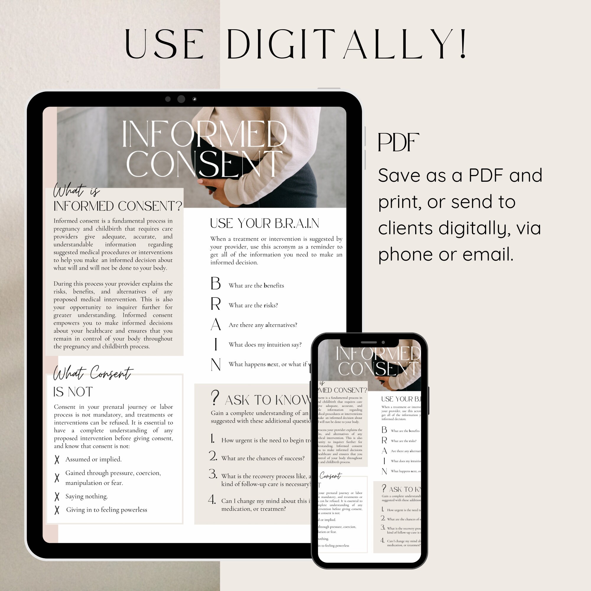 Consent Handout.pdf Doula Informed Consent Handout for New Clients, Birth Doula Handout ...