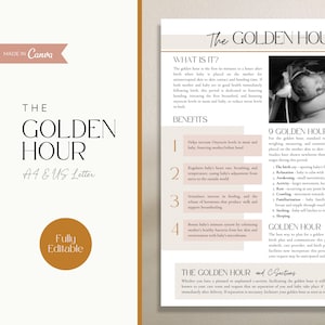 Golden Hour Handout, Skin to Skin Handout, Golden Hour Labor, Birth Doula Handout, Doula Template, Childbirth Education, Birth Planning
