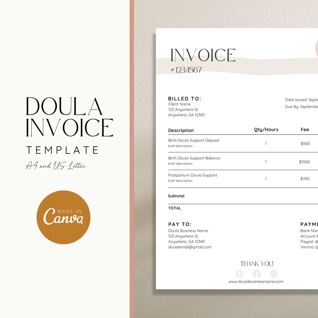 Doula Invoice Template Birth Doula Invoice Postpartum Doula Invoice Doula Invoice Template Birth Doula Invoice Postpartum Doula Invoice