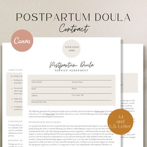 Postpartum Doula Contract, Postpartum Doula Service Agreement, Postpartum Planning, Doula Contract, Doula Template, Doula Client Contract