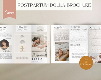 Postpartum Doula Brochure, Doula Trifold Brochure, Doula Brochure Template, Postpartum Doula Marketing, Doula Business Marketing
