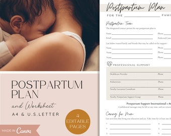 Postpartum Plan and Worksheet, Postpartum Plan, Postpartum Doula, Postpartum Planning Worksheet, Postpartum Worksheet, Doula Template