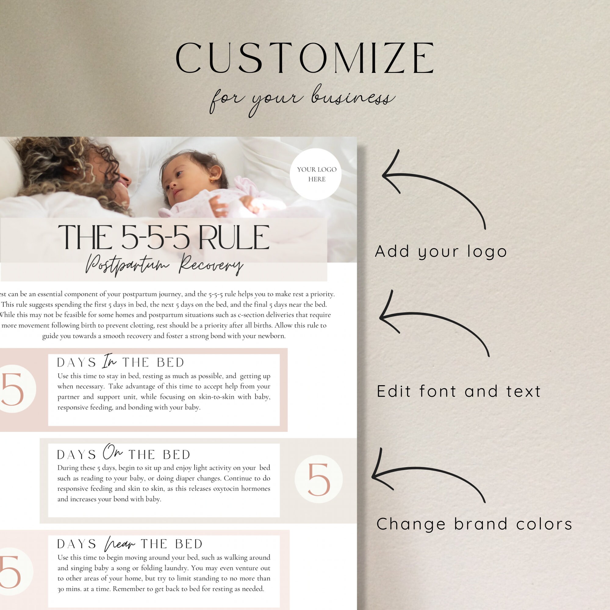5-5-5 Postpartum Recovery Rule Handout: Postnatal Planning Template ...