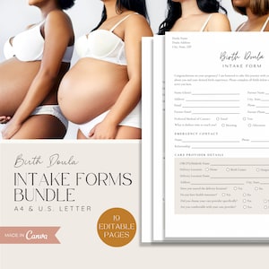 Doula Intake Forms Bundle for New Clients, New Client Intake Forms Bundle, New Client Bundle for Birth Doulas, Birth Doula Intake Forms