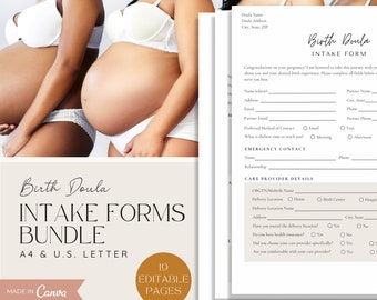 Doula Intake Forms Bundle for New Clients, New Client Intake Forms Bundle, New Client Bundle for Birth Doulas, Birth Doula Intake Forms