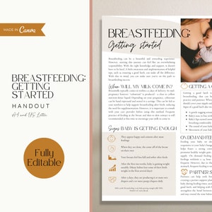 Breastfeeding: Getting Started, Breastfeeding Basics, Breastfeeding Handout for Doulas, Postpartum Doula, Lactation Consultant Handout