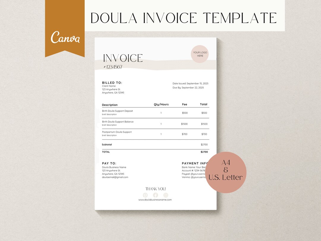 Doula Invoice Template Birth Doula Invoice Postpartum Doula Invoice Doula Invoice Template Birth Doula Invoice Postpartum Doula Invoice