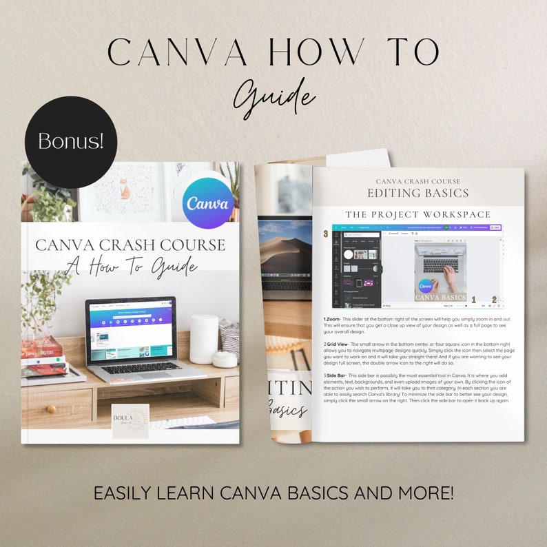 Canva How to guide included with purchase.