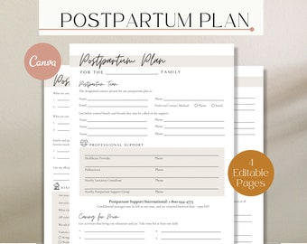 Postpartum Plan and Worksheet, Postpartum Plan, Postpartum Doula, Postpartum Planning Worksheet, Postpartum Worksheet, Doula Template
