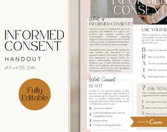 Dispensa di consenso informato Doula per nuovi clienti, Dispensa di Doula alla nascita, Modello Doula, Consenso per la cura della gravidanza, Educazione al parto, Canva
