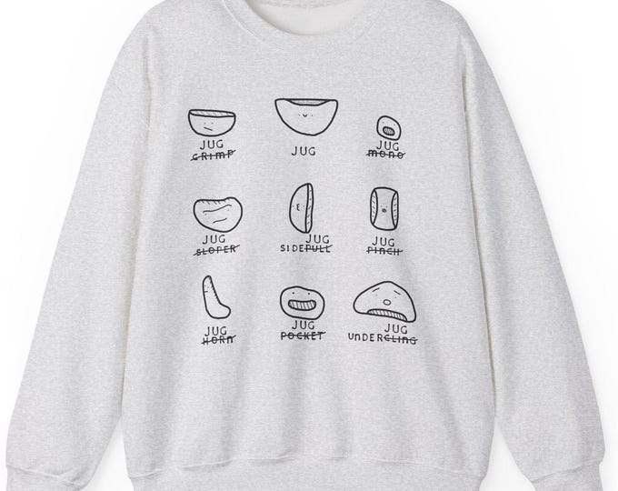 Rock Climbing Jugs Sweatshirt, Climber Gift, Bouldering Top, Climbing Hold Pullover, Climbing Gym Apparel