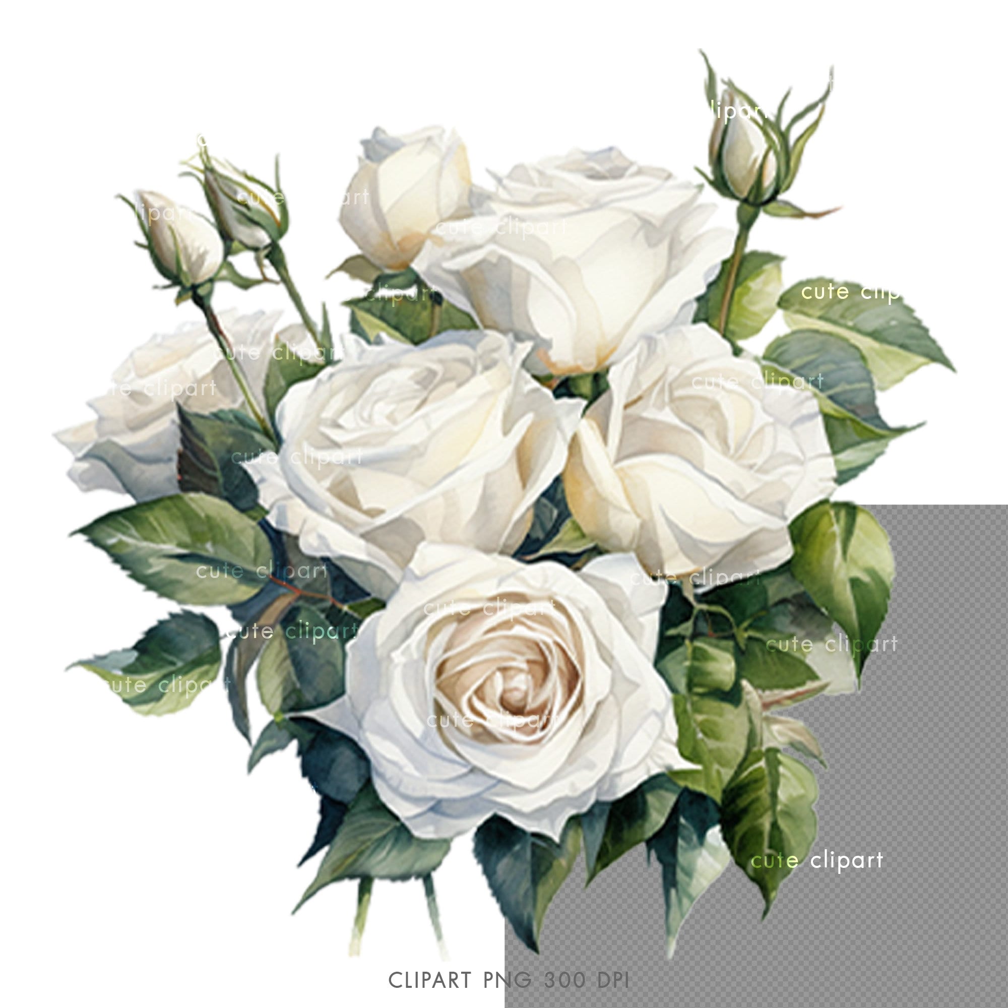 White Roses Row White Rose Bouquet Clipart. - Etsy