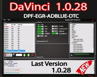 DaVinci 1.0.28 2023 DPF EGR ADBlue DTC volets Lambda