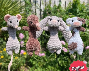 Mini Floppy Animals WITHOUT Floppy Ferret - Crochet Pattern Bundle in English