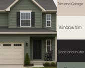 Earthy Green & Neutral Exterior House Color Scheme | Sherwin-williams| Instant Digital Download