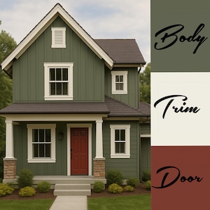 Earthy + Bold Farmhouse Exterior Color Scheme | Sherwin-Williams Paint Palette | Rustic Farmhouse Inspiration | Digital Color Board