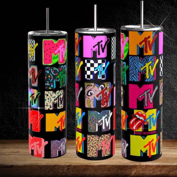 MTV, 80s, tumbler download, 20 oz tumbler template
