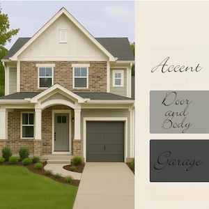 Neutral Brick & Gray Exterior House Color Scheme | Sherwin-Williams  | Instant Digital Download