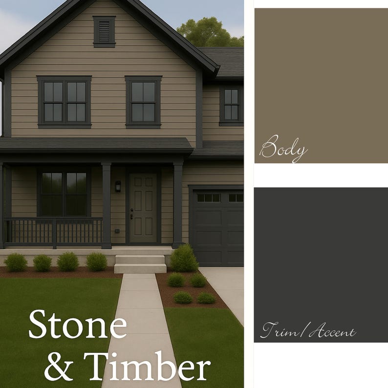 Modern Exterior House Color Scheme โ SW- | Digital Color Board PDF for ...