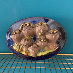 Vintage JIE Gantofta Sweden Ceramic Wall Plaque – “Family” – 1960s