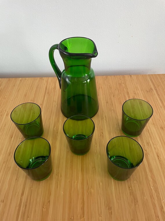 Juego de 5 vasos Duralex verdes con jarra 196 Etsy Espana