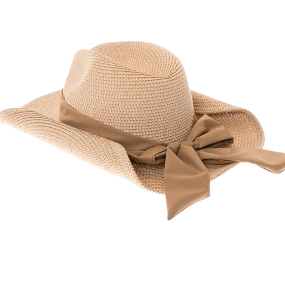 Packable Straw Cowgirl Hat: Western Sun Hat With Bow, UPF 50  display picture 1