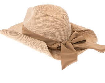 Packable Straw Cowgirl Hat: Western Sun Hat With Bow, UPF 50  display picture 1