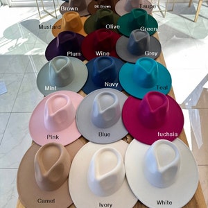 Premium Quality! Best Seller! Vegan felt fedora hat With Jacquard Tape   stiff, flat brim. Stylish hat, wedding, everyday hat