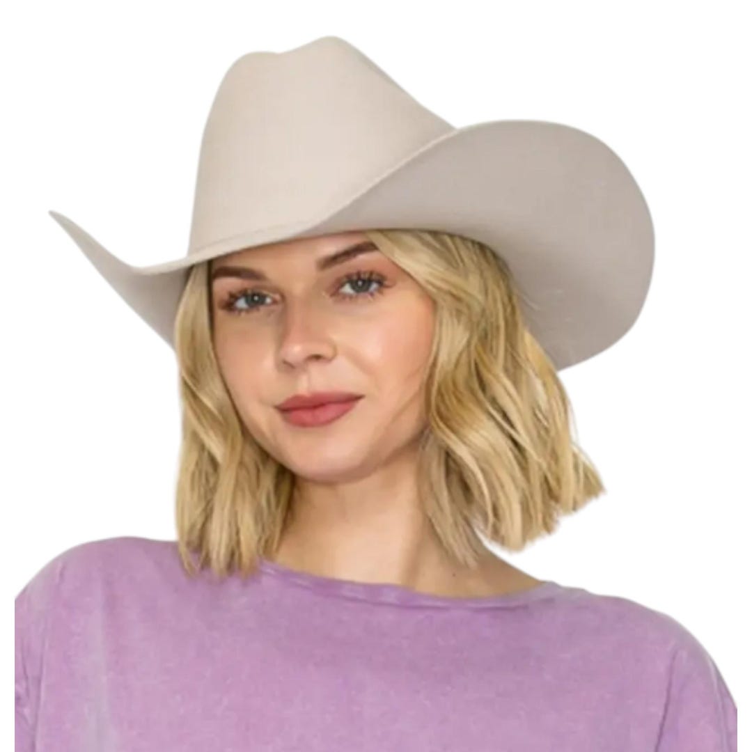 Augustine Hat Company 100% Australian Wool Wide Brim Western Hat 57cm Beige Sydney - 100% Wide Brim Wool Hat – Augustine Hat Co main image 4