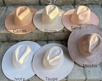 Vegan Suede Wide Brim Panama Hat | Structured Brim, Adjustable Fit (Unisex)