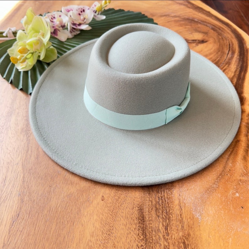 Vegan Felt Wide Brim Boater Bolero Hat