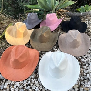 Vegan suede cattleman cowboy hat , Stylish hat, wedding, everyday hat.
