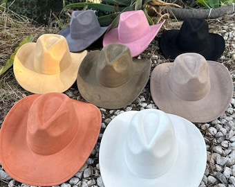 Vegan suede cattleman cowboy hat , Stylish hat, wedding, everyday hat.