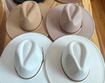 Vegan Felt Panama Hat: Wide Brim Fedora with Skinny Belt