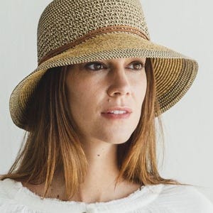 Straw Bucket Hat: Women's Summer Sun Hat with Tassel Band, UPF 50+, Adjustable