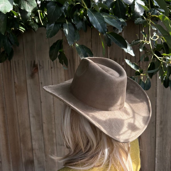Sombrero Panamá de fieltro vegano: estilo vaquero de ala ancha