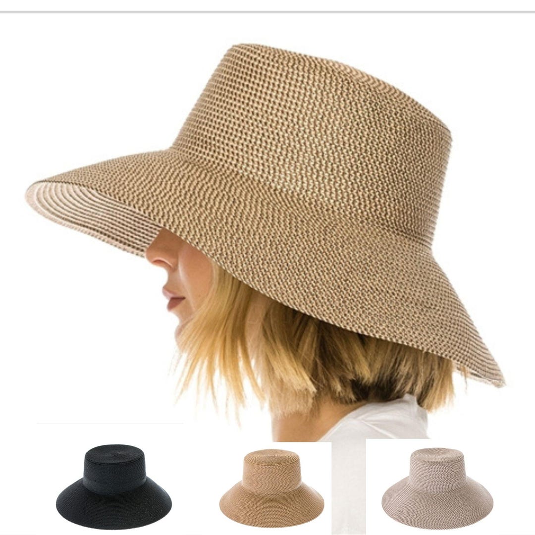 Packable Straw Bucket Hat, Wide Brim Sun Protection  display picture 1